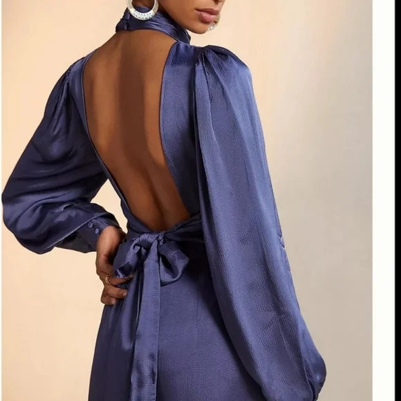Open back midi dress Satin color - Picture 3 of 6